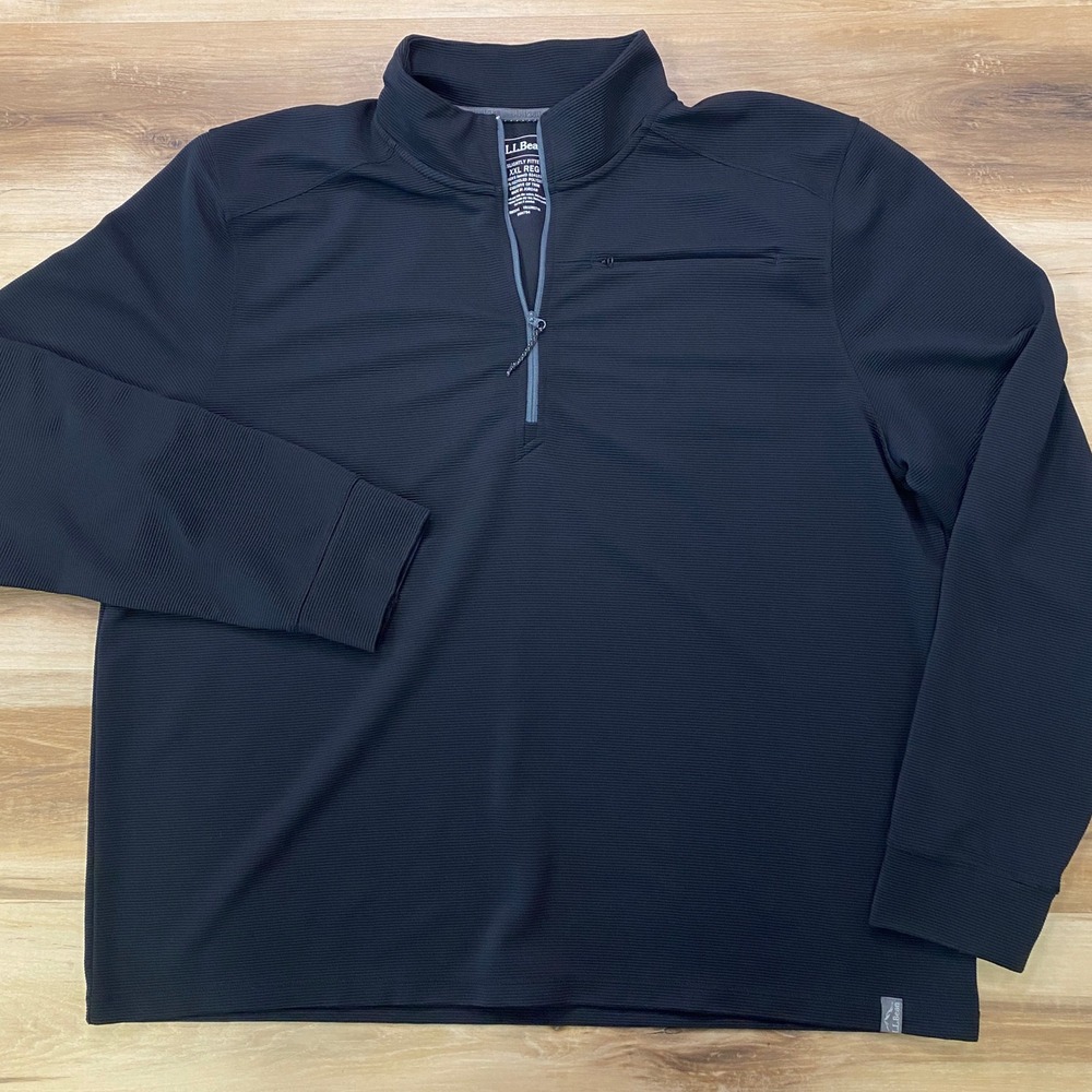 LL Bean VentureStretch Ottoman-Rib Pullover Mens XXL Quarter-Zip Slightly Fitted